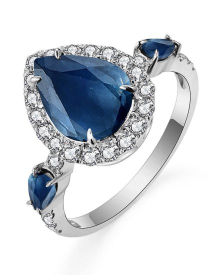 PEAR SAPPHIRE DIAMOND RING (TR5251)
