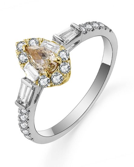 MULTI TONE PEAR DIAMOND ENGAGEMENT RING (TR5252)