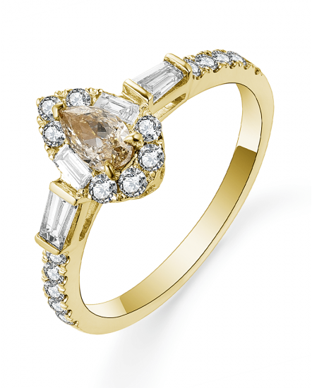 MULTI TONE PEAR DIAMOND ENGAGEMENT RING (TR5252)