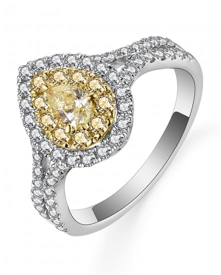 MULTI TONE PEAR DIAMOND ENGAGEMENT RING (TR5254)