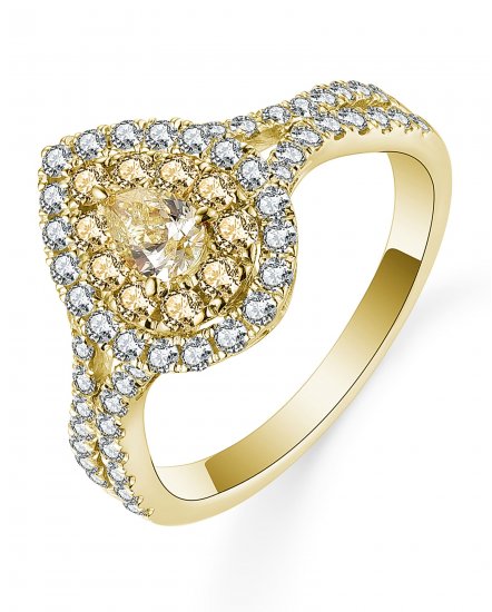 MULTI TONE PEAR DIAMOND ENGAGEMENT RING (TR5254)