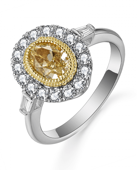 MULTI TONE OVAL DIAMOND ENGAGEMENT RING (TR5256)