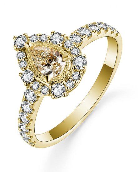 MULTI TONE PEAR DIAMOND ENGAGEMENT RING (TR5263)