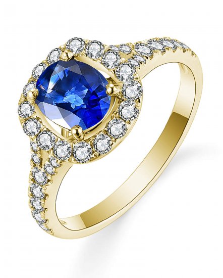 CUSHION SAPPHIRE DIAMOND RING (TR5266)
