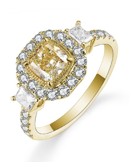 MULTI TONE CUSHION DIAMOND ENGAGEMENT RING (TR5271)