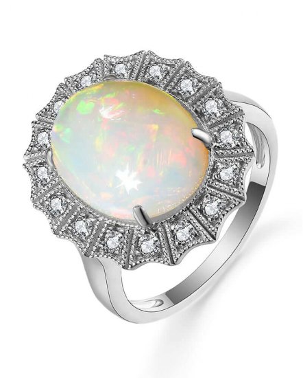 OVAL OPAL DIAMOND RING (TR5278)