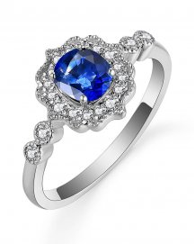 CUSHION SAPPHIRE DIAMOND RING (TR5282)