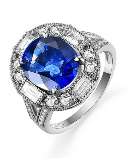 OVAL SAPPHIRE DIAMOND RING (TR5285)