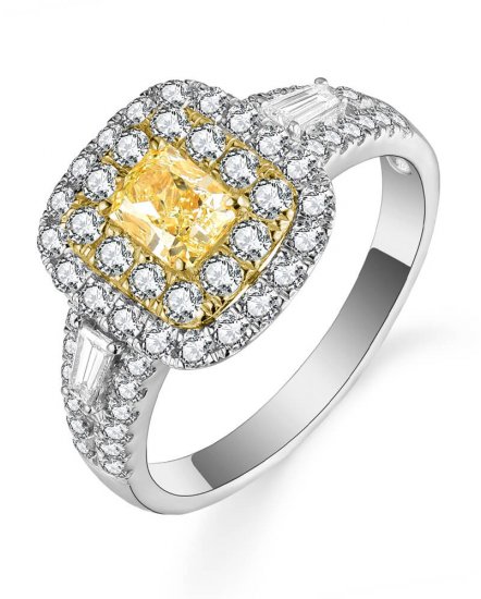 MULTI TONE CUSHION DIAMOND ENGAGEMENT RING (TR5308)