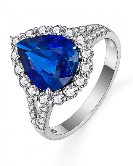 PEAR SAPPHIRE DIAMOND RING (TR5327)