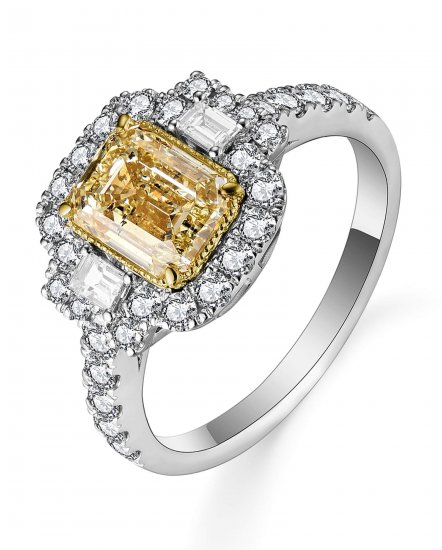 MULTI TONE EMERALD CUT DIAMOND ENGAGEMENT RING (TR5335)