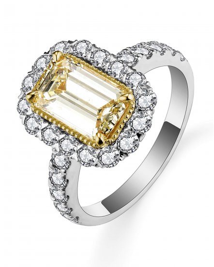 MULTI TONE EMERALD CUT DIAMOND ENGAGEMENT RING (TR5337)