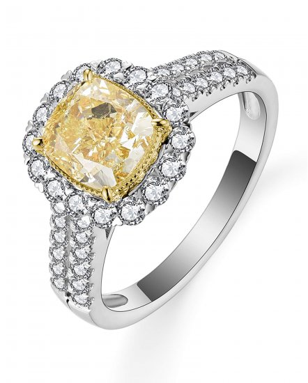 MULTI TONE CUSHION DIAMOND ENGAGEMENT RING (TR5358)