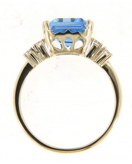 EMERALD CUT SWISS BLUE TOPAZ DIAMOND RING (TR5364)