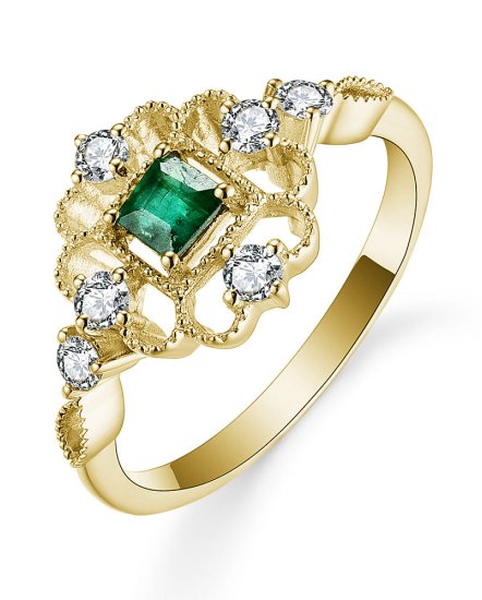 PRINCESS CUT EMERALD DIAMOND RING (TR5380)