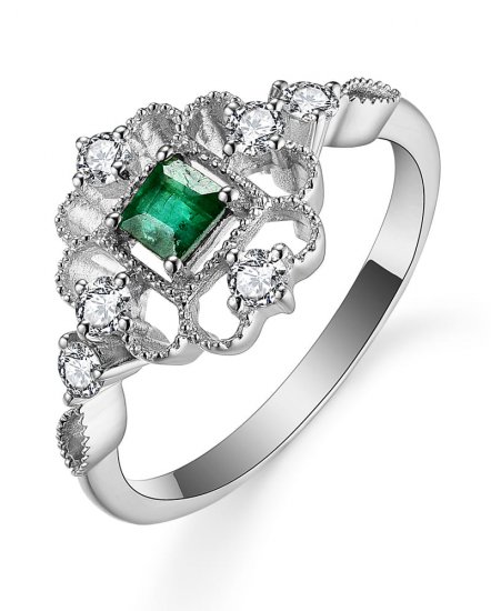 PRINCESS CUT EMERALD DIAMOND RING (TR5380)