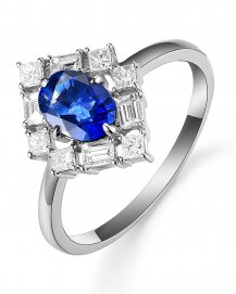 OVAL SAPPHIRE DIAMOND RING (TR5385)
