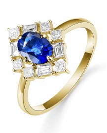OVAL SAPPHIRE DIAMOND RING (TR5385)