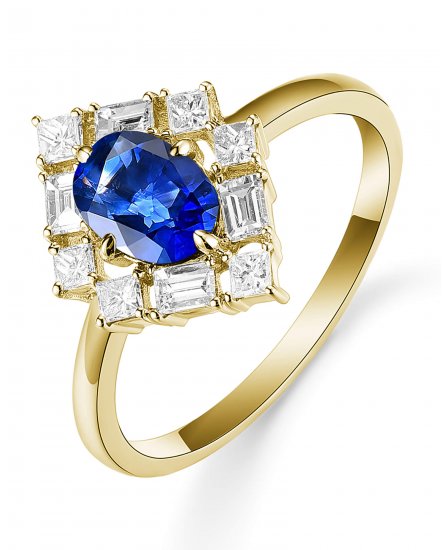 OVAL SAPPHIRE DIAMOND RING (TR5385)