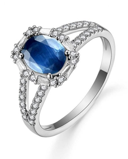 OVAL SAPPHIRE DIAMOND RING (TR5387)