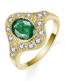 OVAL EMERALD DIAMOND RING (TR5397)