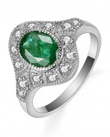 OVAL EMERALD DIAMOND RING (TR5397)