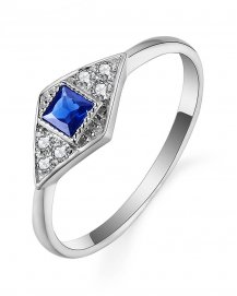 PRINCESS CUT SAPPHIRE DIAMOND RING (TR5412)