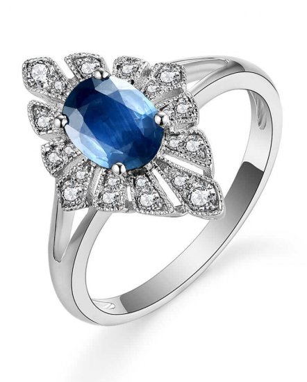 OVAL SAPPHIRE DIAMOND RING (TR5427)