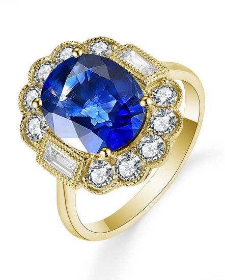 OVAL SAPPHIRE DIAMOND RING (TR5445)