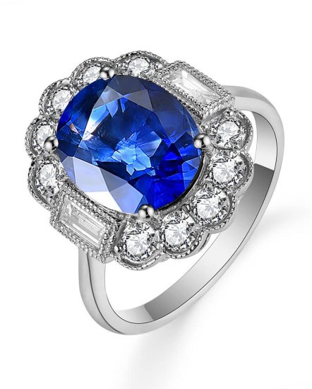 OVAL SAPPHIRE DIAMOND RING (TR5445)