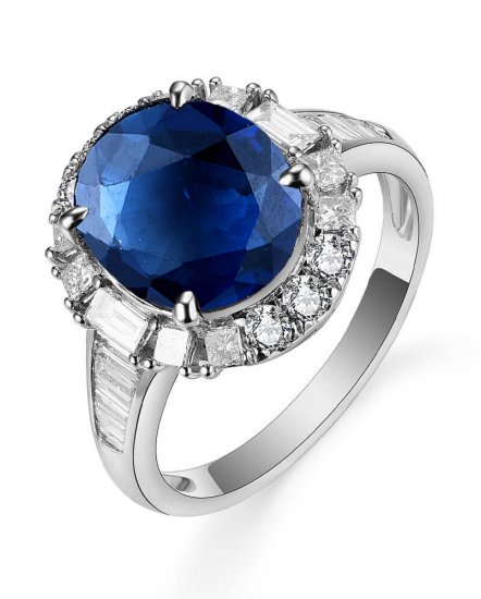 OVAL SAPPHIRE DIAMOND RING (TR5446)