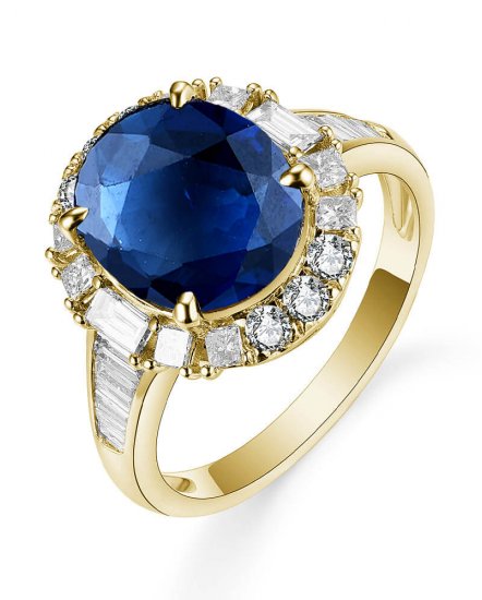 OVAL SAPPHIRE DIAMOND RING (TR5446)