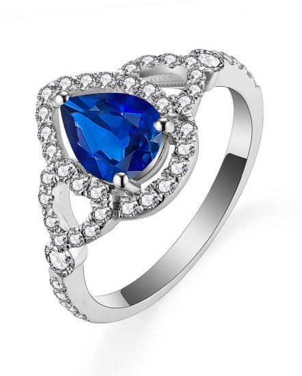 PEAR SAPPHIRE DIAMOND RING (TR5457)