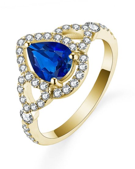 PEAR SAPPHIRE DIAMOND RING (TR5457)
