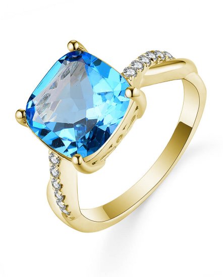 CUSHION SWISS  BLUE TOPAZ DIAMOND RING (TR5487)
