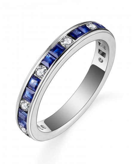 PRINCESS CUT SAPPHIRE DIAMOND BAND (TR5525)