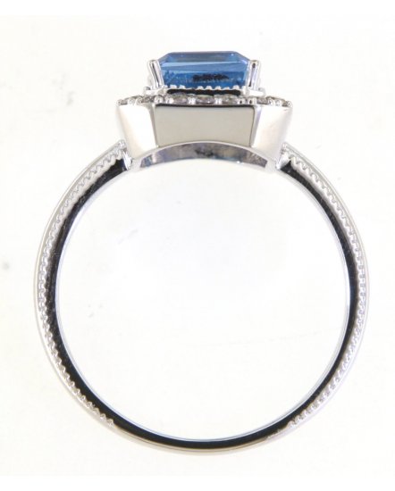 EMERALD CUT SWISS BLUE TOPAZ DIAMOND RING (TR5540)