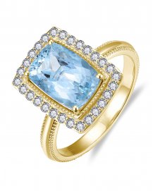 CUSHION AQUAMARINE DIAMOND RING (TR5540C)
