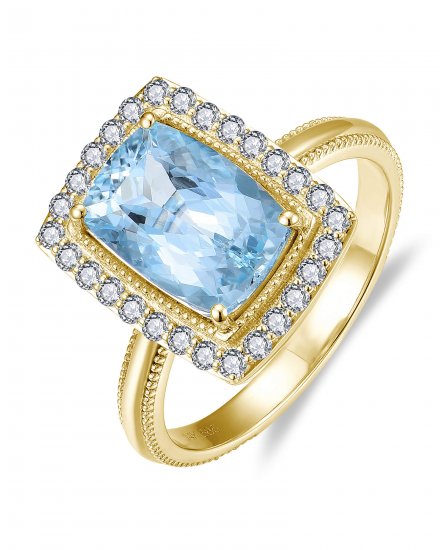 CUSHION AQUAMARINE DIAMOND RING (TR5540C)