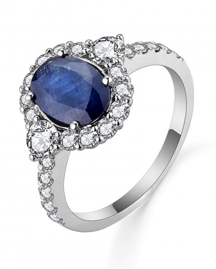 OVAL SAPPHIRE DIAMOND RING (TR5545)