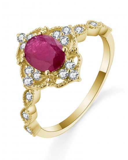 OVAL RUBY DIAMOND RING (TR5559)