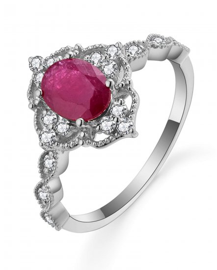OVAL RUBY DIAMOND RING (TR5559)
