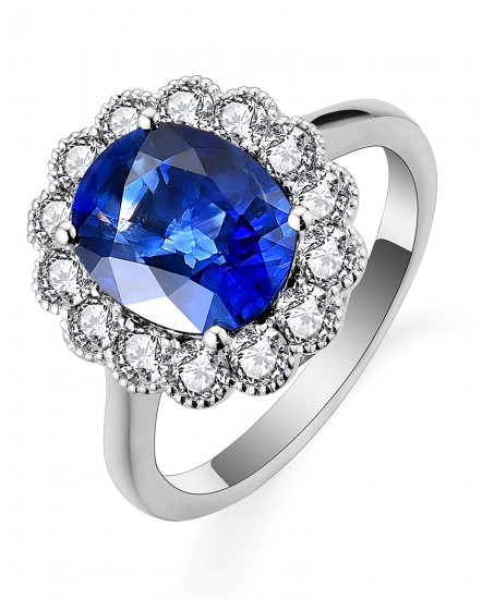 OVAL SAPPHIRE DIAMOND RING (TR5567)