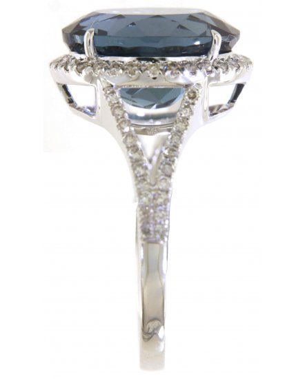 OVAL LONDON BLUE TOPAZ DIAMOND RING (TR5577)