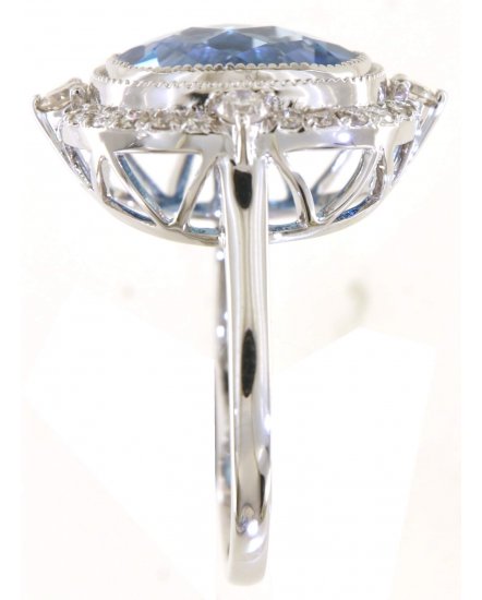 CUSHION SWISS BLUE TOPAZ DIAMOND RING (TR5598)