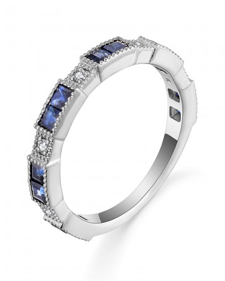PRINCESS CUT SAPPHIRE DIAMOND BAND (TR5634)