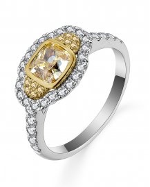 MULTI TONE CUSHION DIAMOND ENGAGEMENT RING (TR5718)