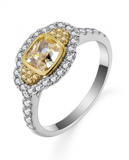 MULTI TONE CUSHION DIAMOND ENGAGEMENT RING (TR5718)