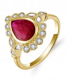 PEAR RUBY DIAMOND RING (TR5751)