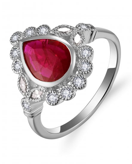 PEAR RUBY DIAMOND RING (TR5751)